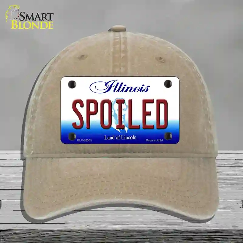 HAT09-MLP-10303 Spoiled Illinois Novelty License Plate Hat, Unconstructed Cotton - Khaki