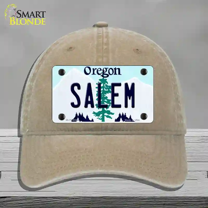HAT09-MLP-10342 Salem Oregon Novelty License Plate Hat, Unconstructed Cotton - Khaki