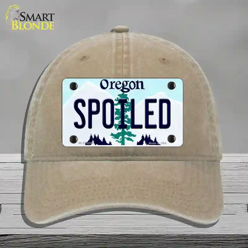 HAT09-MLP-10367 Spoiled Oregon Novelty License Plate Hat, Unconstructed Cotton - Khaki