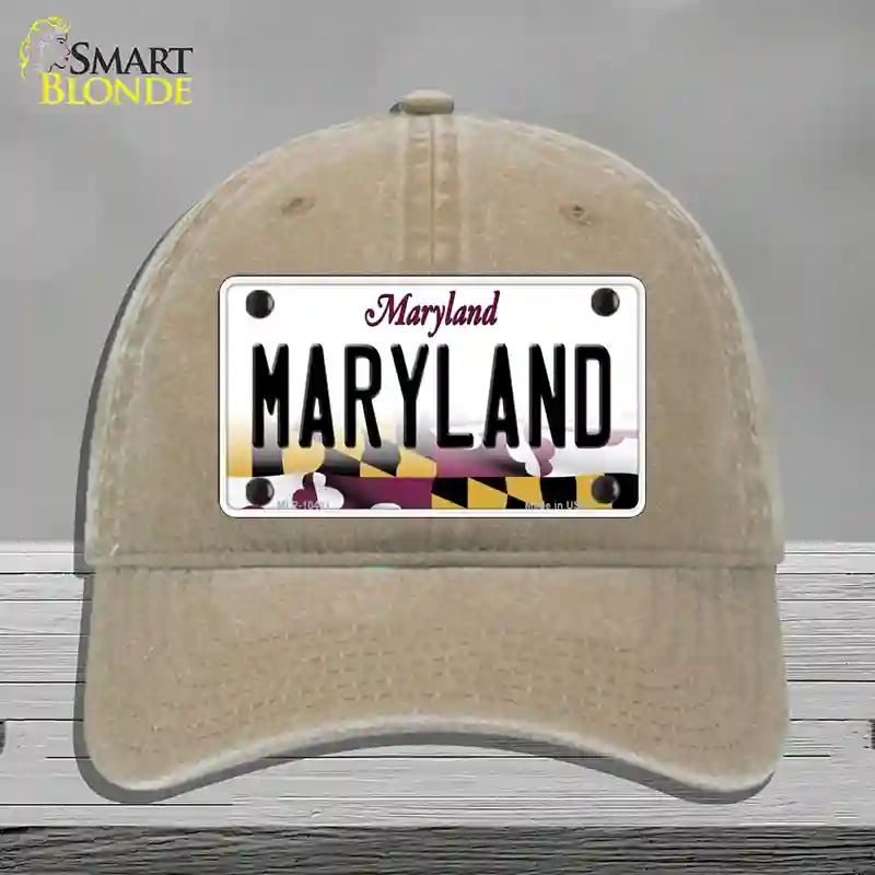 HAT09-MLP-10461 Maryland State MD Novelty License Plate Hat, Unconstructed Cotton - Khaki