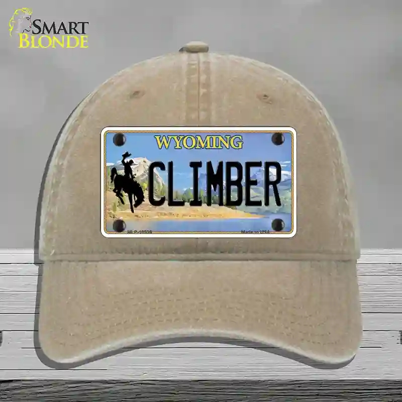 HAT09-MLP-10536 Climber Wyoming Novelty License Plate Hat, Unconstructed Cotton - Khaki