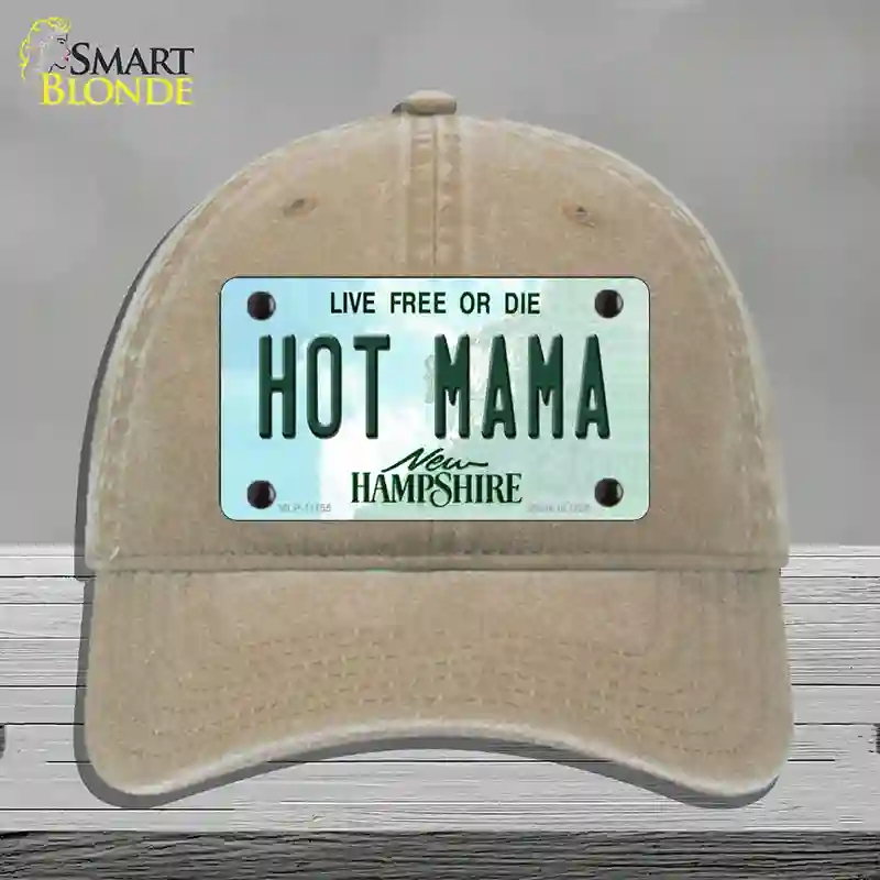 HAT09-MLP-11155 Hot Mama   Hampshire State Novelty License Plate Hat, Unconstructed Cotton - Khaki