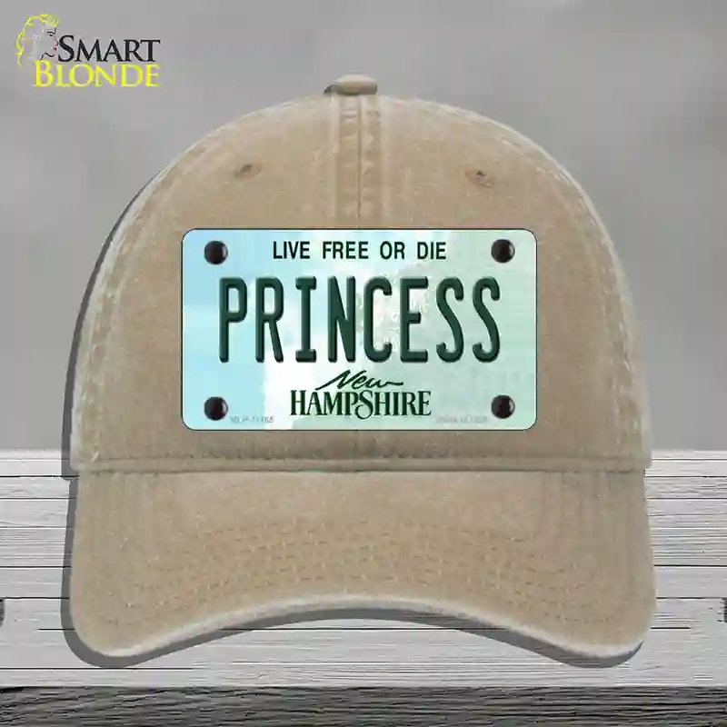HAT09-MLP-11165 Princess   Hampshire State Novelty License Plate Hat, Unconstructed Cotton - Khaki