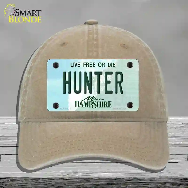 HAT09-MLP-11171 Hunter   Hampshire State Novelty License Plate Hat, Unconstructed Cotton - Khaki