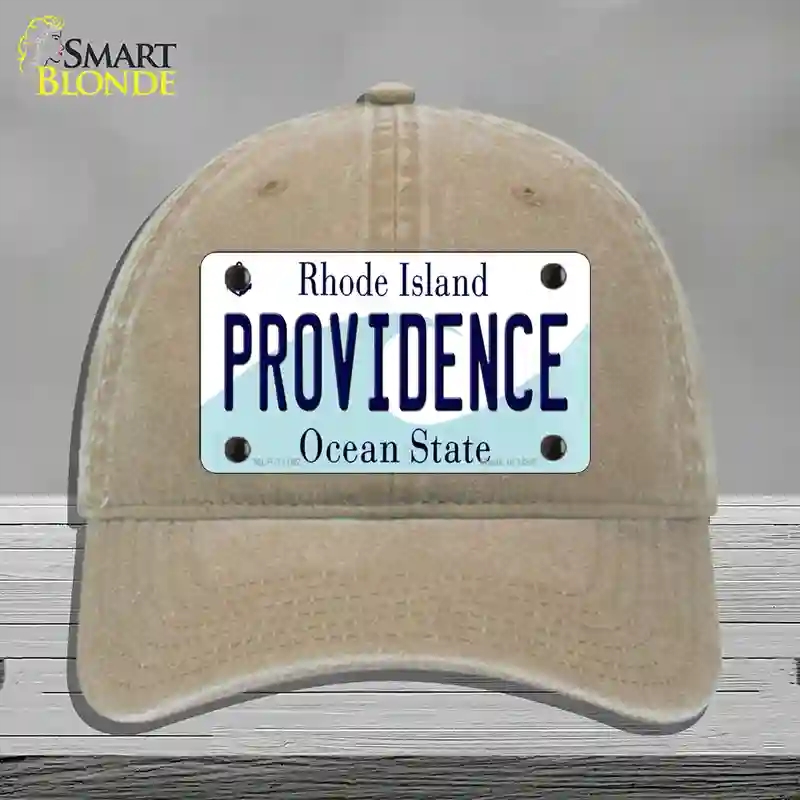 HAT09-MLP-11182 Providence Rhode Island State Novelty License Plate Hat, Unconstructed Cotton - Khaki