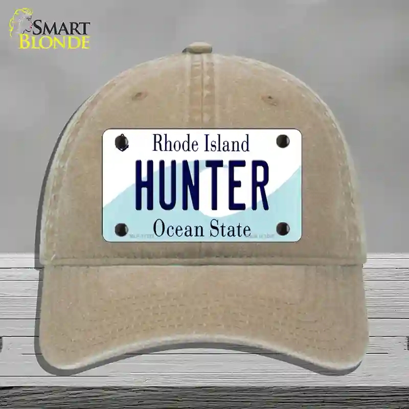 HAT09-MLP-11218 Hunter Rhode Island State Novelty License Plate Hat, Unconstructed Cotton - Khaki