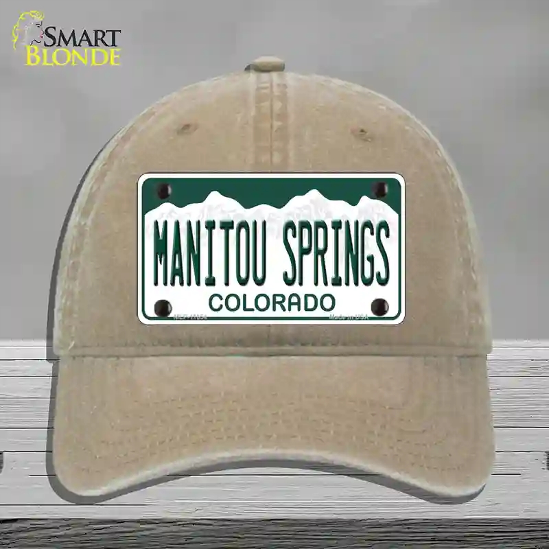 HAT09-MLP-11654 Manitou Springs Colorado Novelty License Plate Hat, Unconstructed Cotton - Khaki