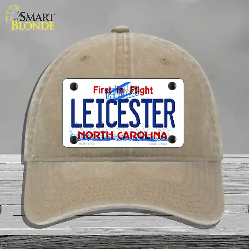 HAT09-MLP-11773 Leicester North Carolina State Novelty License Plate Hat, Unconstructed Cotton - Khaki