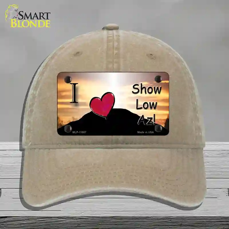HAT09-MLP-11807 Show Low Hilltop Arizona Novelty License Plate Hat, Unconstructed Cotton - Khaki