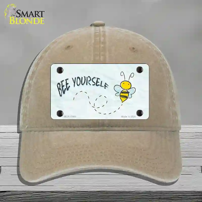 HAT09-MLP-11891 Bee Yourself Novelty License Plate Hat, Unconstructed Cotton - Khaki