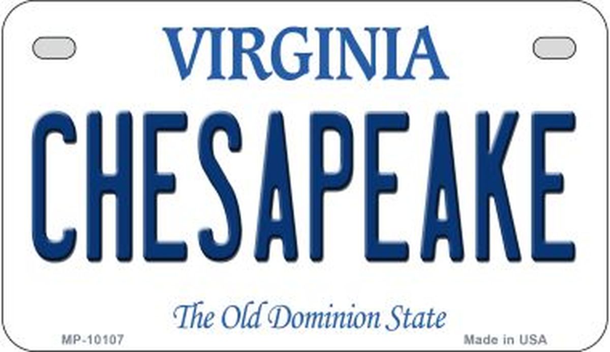 Chesapeake Virginia Novelty Metal Motorcycle Plate MP-10107