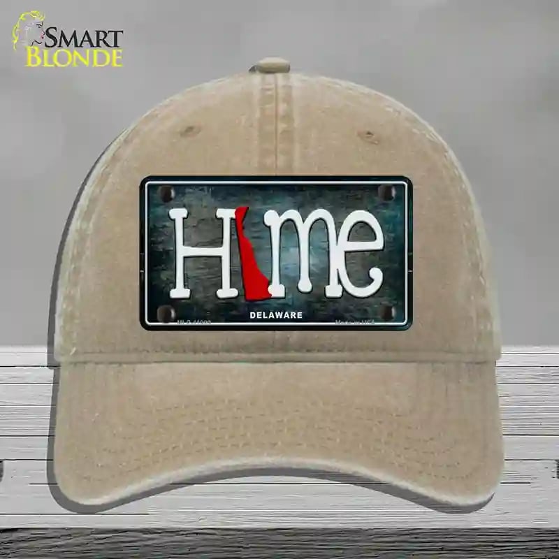 HAT09-MLP-11999 Delaware Home State Outline Novelty License Plate Hat, Unconstructed Cotton - Khaki