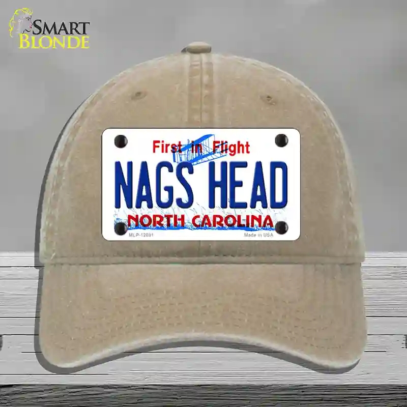 HAT09-MLP-12091 Nags Head North Carolina State Novelty License Plate Hat, Unconstructed Cotton - Khaki