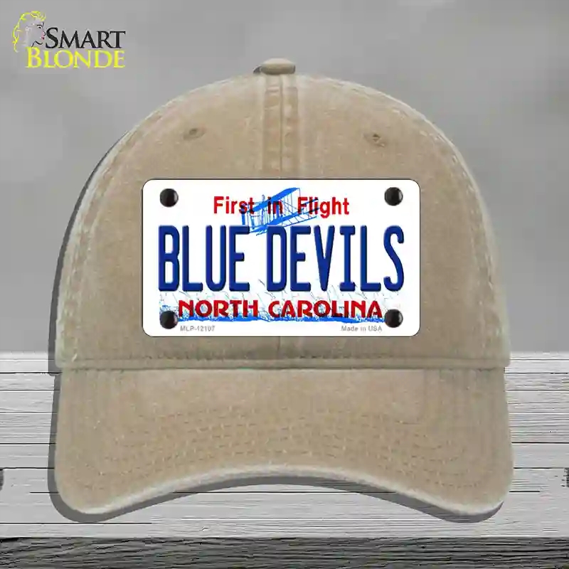 HAT09-MLP-12107 Blue Devils North Carolina State Novelty License Plate Hat, Unconstructed Cotton - Khaki