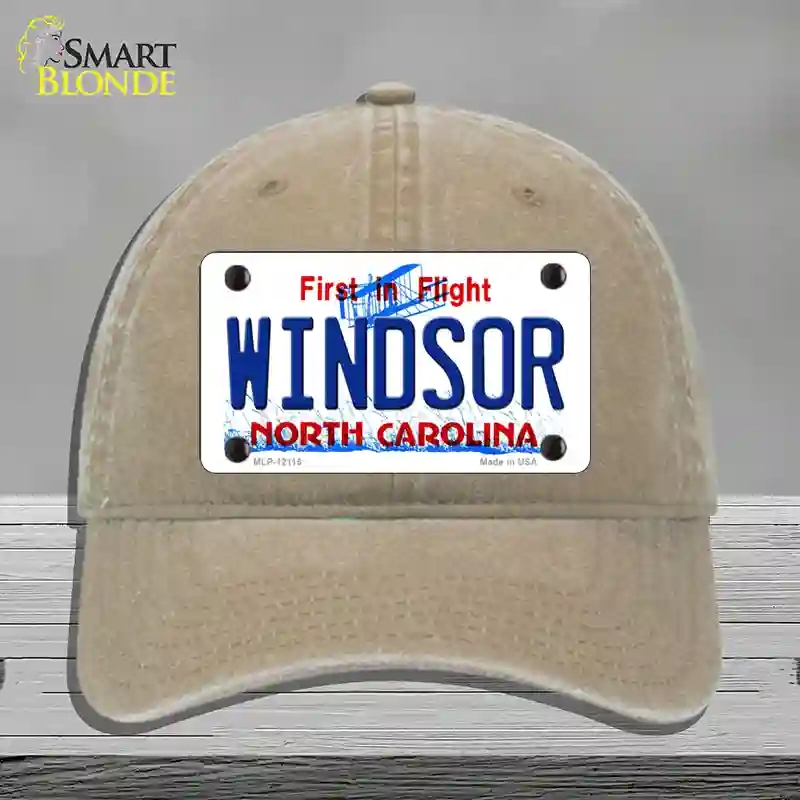HAT09-MLP-12115 Windsor North Carolina State Novelty License Plate Hat, Unconstructed Cotton - Khaki