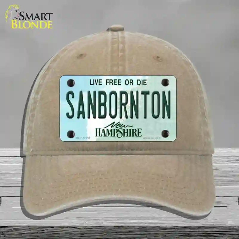 HAT09-MLP-12197 Sanbornton   Hampshire Novelty License Plate Hat, Unconstructed Cotton - Khaki