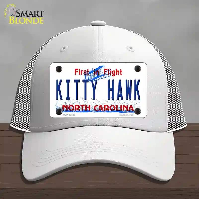 HAT19-MLP-12305 North Carolina Kitty Hawk Novelty License Plate Hat, Mesh - White