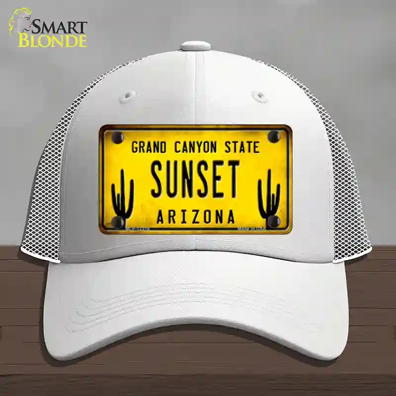 HAT19-MLP-12318 Arizona Sunset Novelty License Plate Hat, Mesh - White