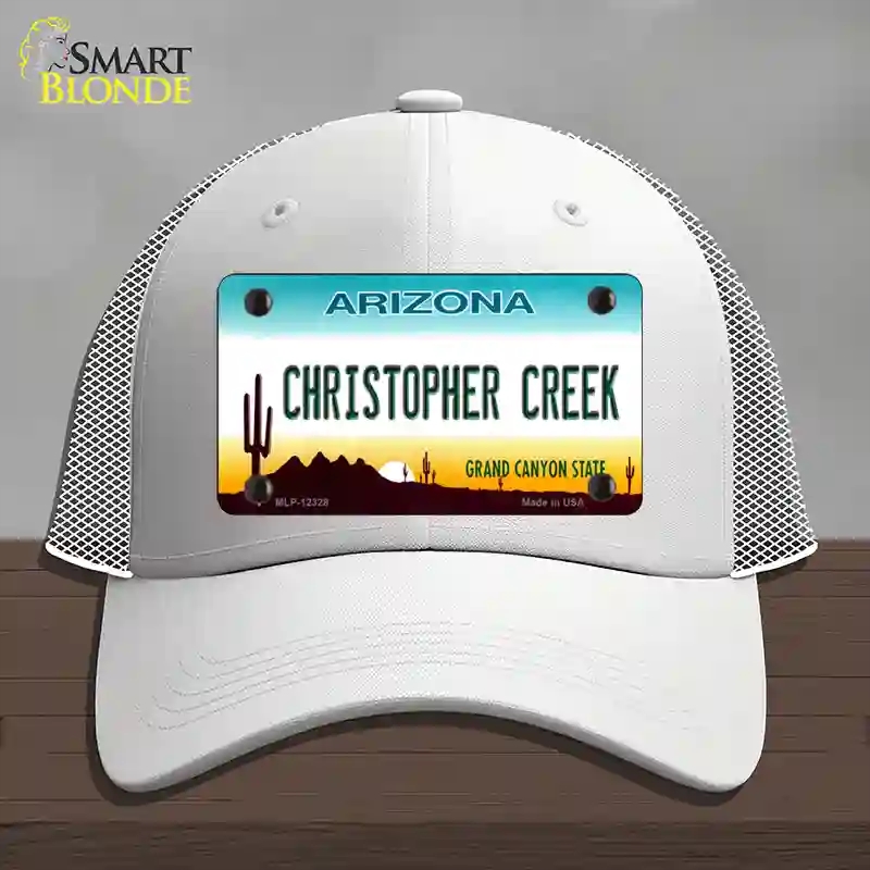 HAT19-MLP-12328 Christopher Creek Arizona Novelty License Plate Hat, Mesh - White