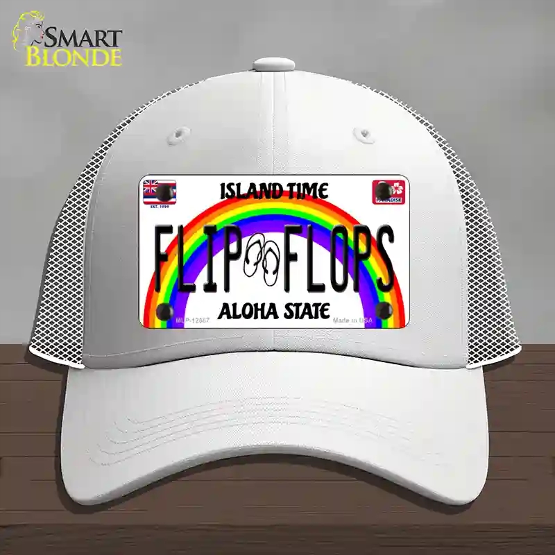 HAT19-MLP-12557 Flip Flops Hawaii Novelty License Plate Hat, Mesh - White