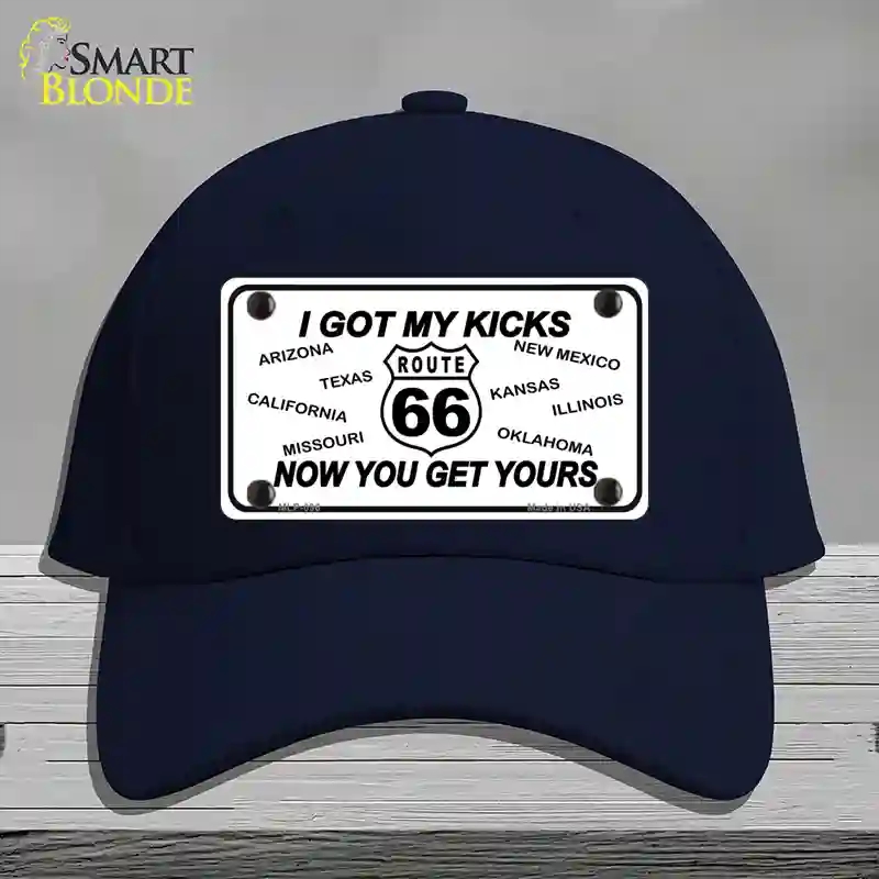 HAT20-MLP-096 I Got My Kicks Novelty License Plate Hat, Cotton - Navy