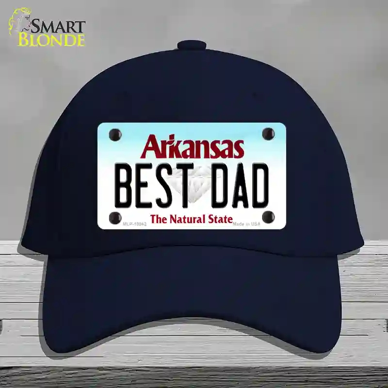HAT20-MLP-10062 Best Dad Arkansas Novelty License Plate Hat, Cotton - Navy