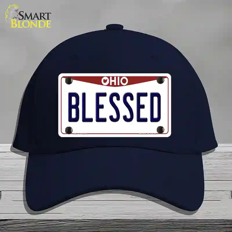 HAT20-MLP-10093 Blessed Ohio Novelty License Plate Hat, Cotton - Navy