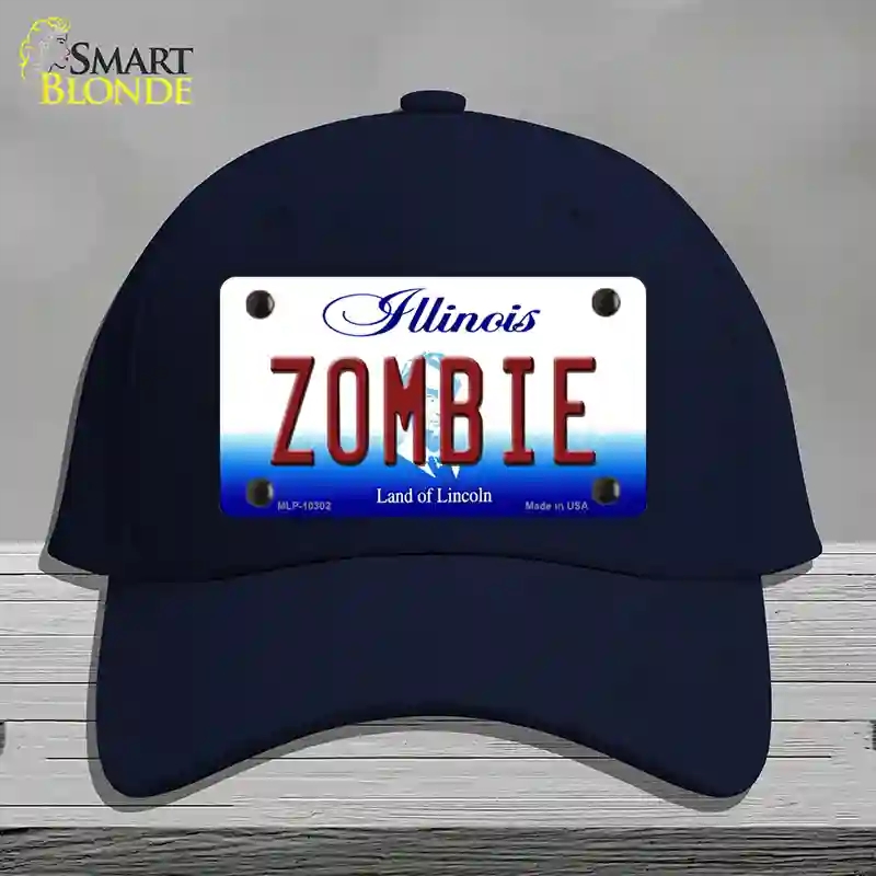 HAT20-MLP-10302 Zombie Illinois Novelty License Plate Hat, Cotton - Navy