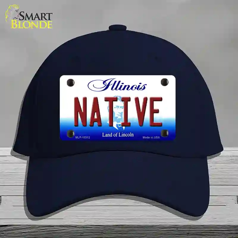 HAT20-MLP-10312 Native Illinois Novelty License Plate Hat, Cotton - Navy