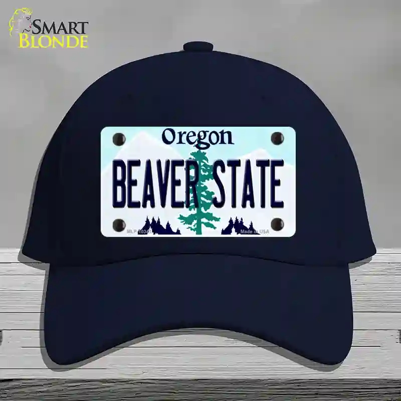 HAT20-MLP-10341 Beaver State Oregon Novelty License Plate Hat, Cotton - Navy