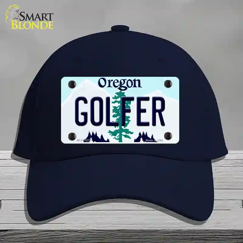 HAT20-MLP-10377 Golfer Oregon Novelty License Plate Hat, Cotton - Navy