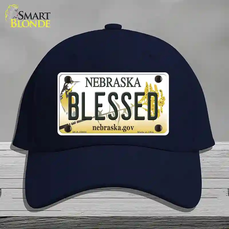 HAT20-MLP-10600 Blessed Nebraska Novelty License Plate Hat, Cotton - Navy