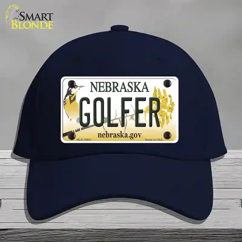 HAT20-MLP-10601 Golfer Nebraska Novelty License Plate Hat, Cotton - Navy