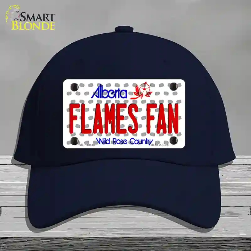 HAT20-MLP-10818 Flames Fan Alberta Novelty License Plate Hat, Cotton - Navy