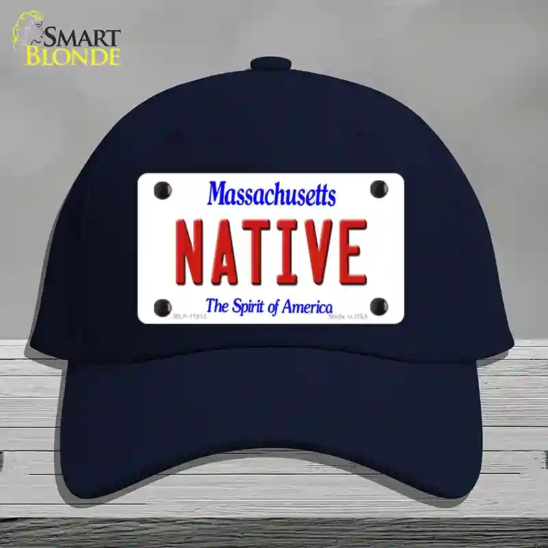 HAT20-MLP-11010 Native Massachusetts Novelty License Plate Hat, Cotton - Navy