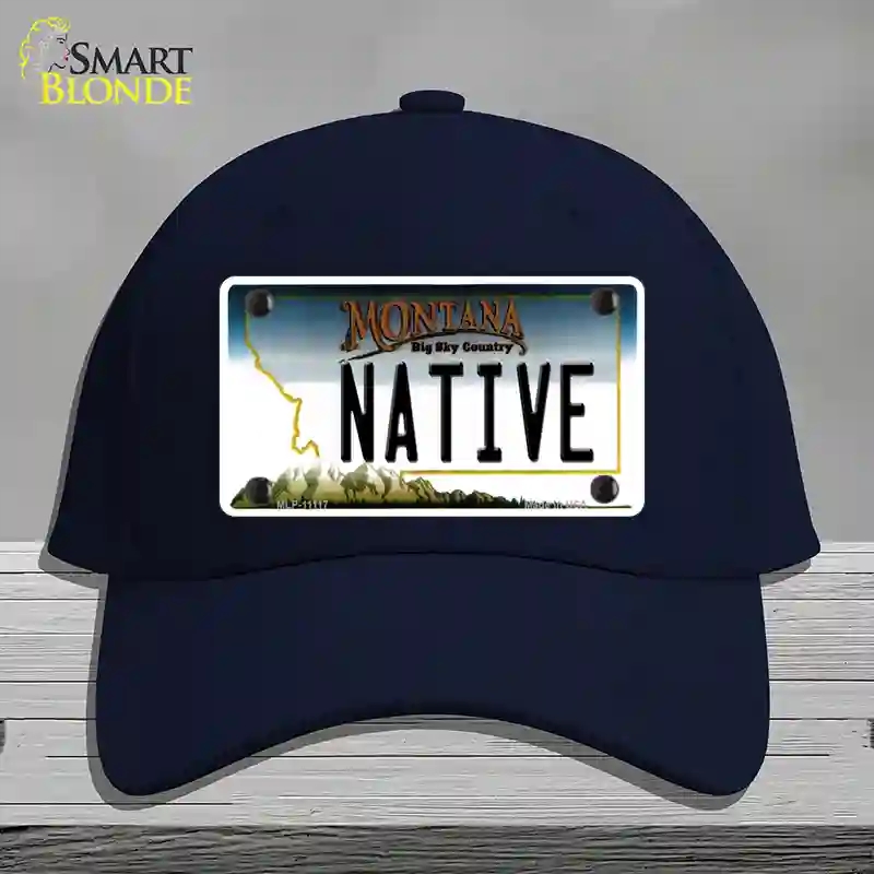 HAT20-MLP-11117 Native Montana State Novelty License Plate Hat, Cotton - Navy