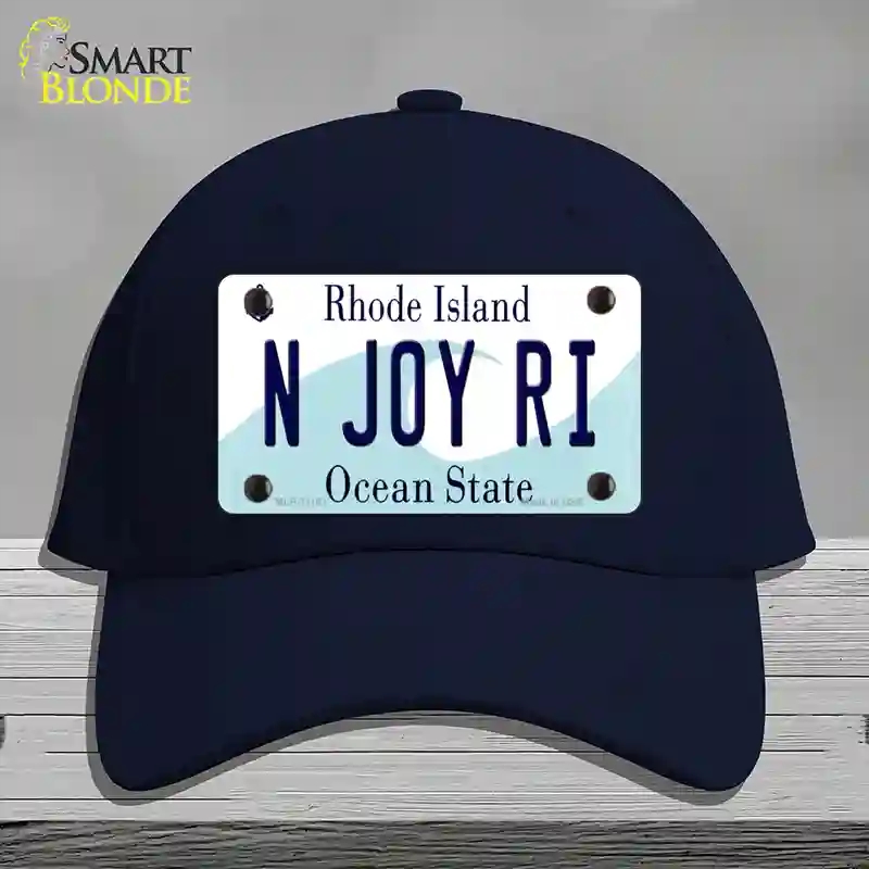 HAT20-MLP-11181 N Joy RI Rhode Island State Novelty License Plate Hat, Cotton - Navy