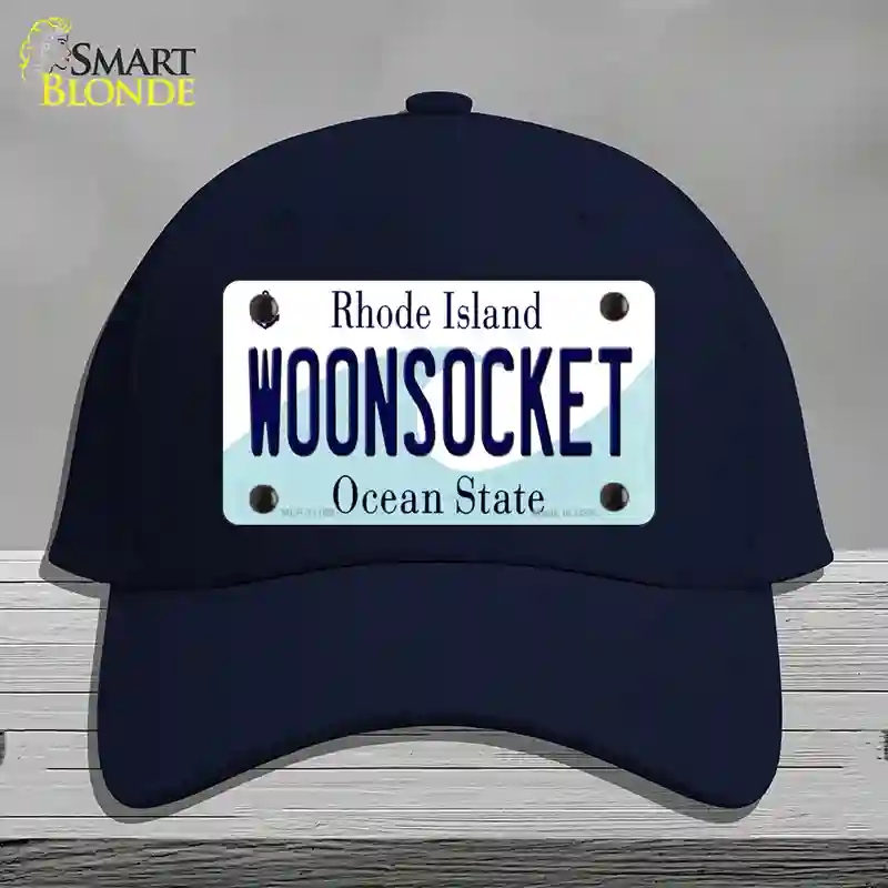 HAT20-MLP-11186 Woonsocket Rhode Island State Novelty License Plate Hat, Cotton - Navy