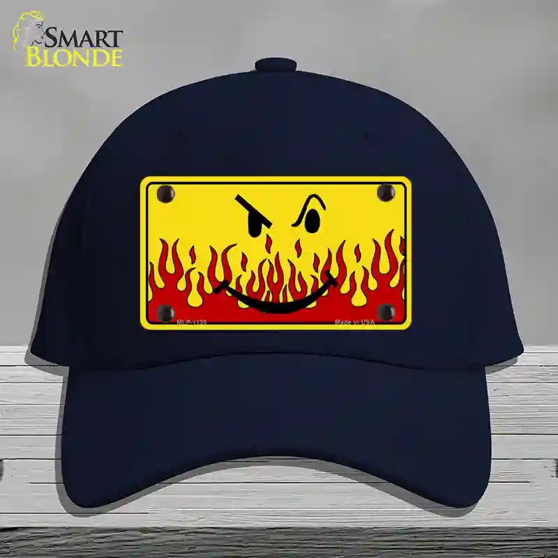 HAT20-MLP-1135 Smiley Flame Novelty License Plate Hat, Cotton - Navy