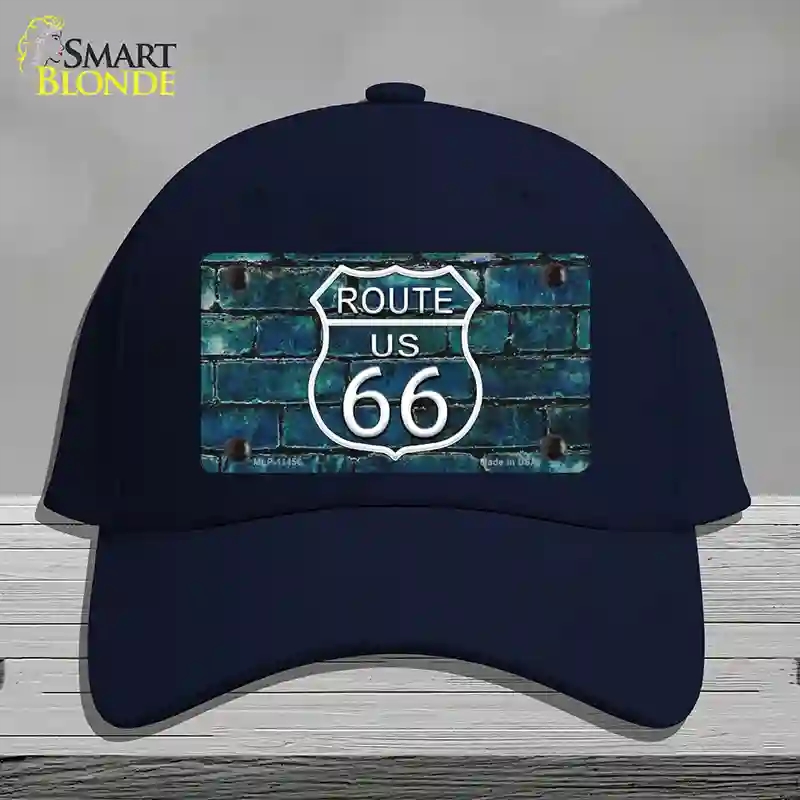 HAT20-MLP-11456 Route 66 Blue Brick Wall Novelty License Plate Hat, Cotton - Navy
