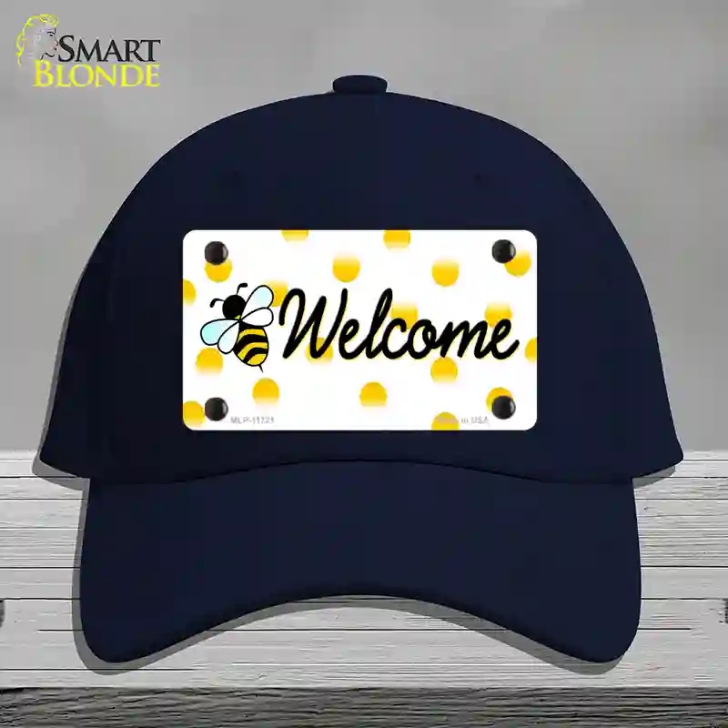 HAT20-MLP-11721 Welcome Bee Novelty License Plate Hat, Cotton - Navy