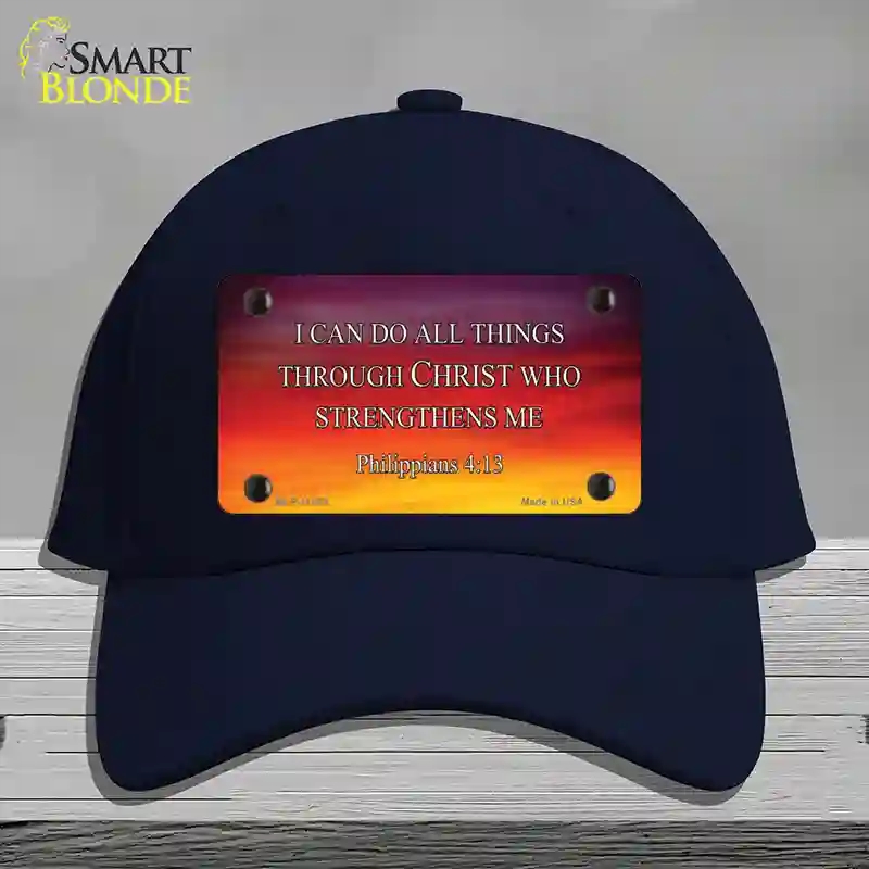 HAT20-MLP-11885 Philippians 4 13 Novelty License Plate Hat, Cotton - Navy