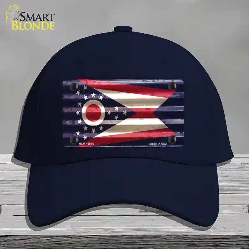 HAT20-MLP-11976 Ohio Corrugated Flag Novelty License Plate Hat, Cotton - Navy