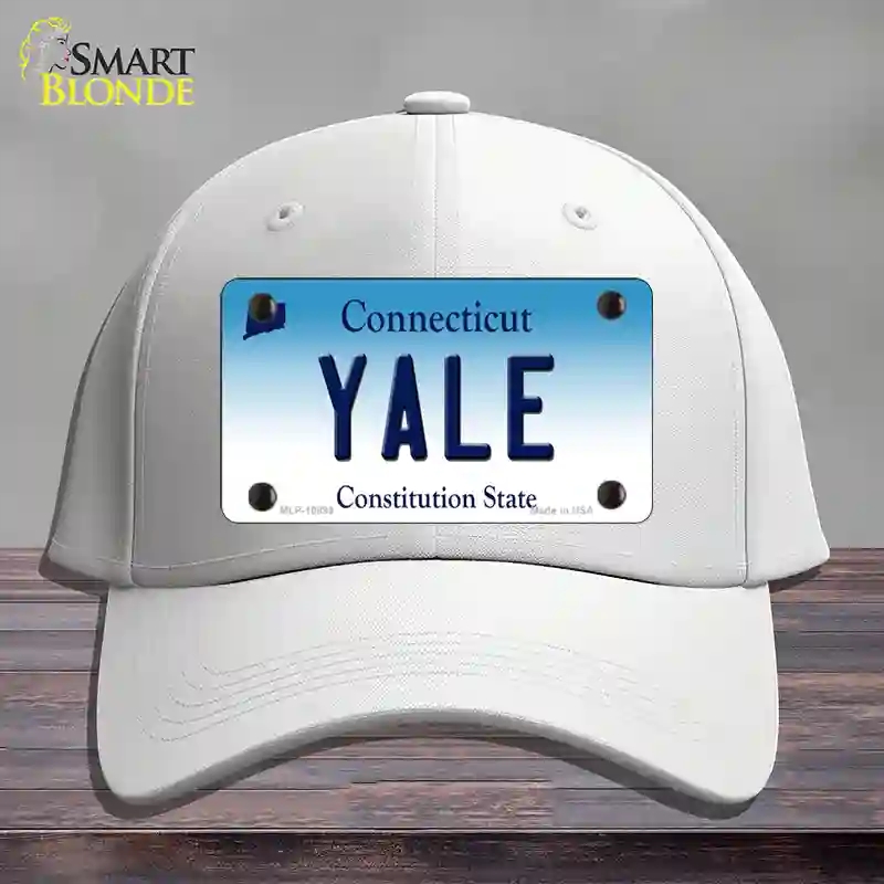 HAT21-MLP-10899 Yale Connecticut Novelty License Plate Hat, Cotton - White