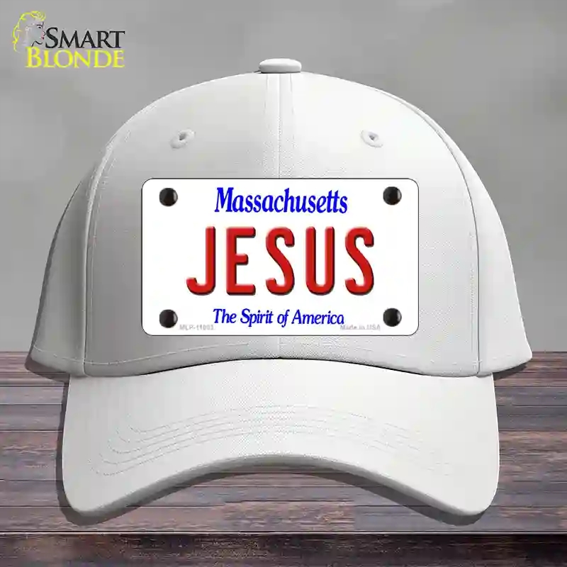 HAT21-MLP-11003 Jesus Massachusetts Novelty License Plate Hat, Cotton - White