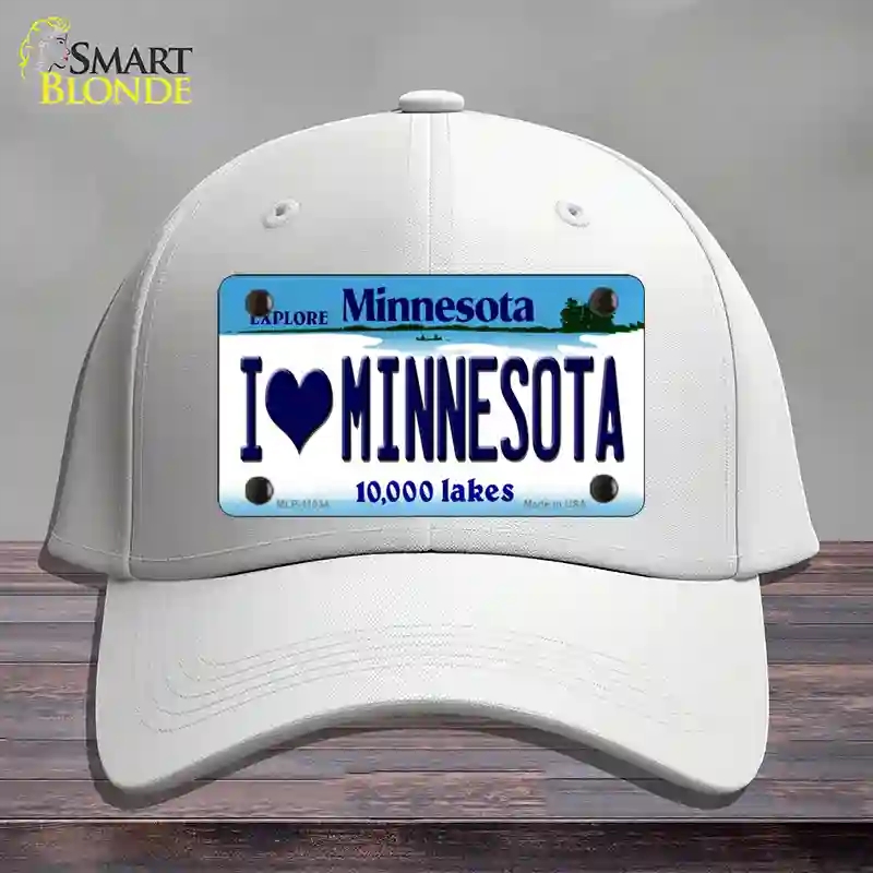 HAT21-MLP-11034 I Love Minnesota Novelty License Plate Hat, Cotton - White
