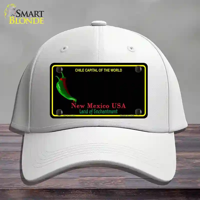 HAT21-MLP-11751   Mexico Blank Black State Novelty License Plate Hat, Cotton - White