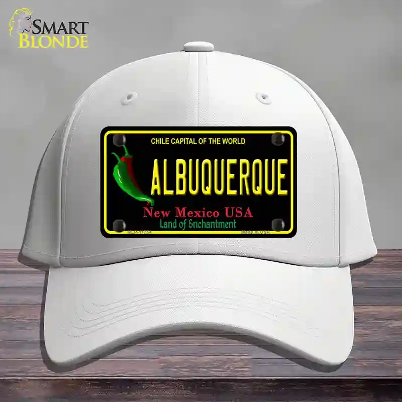 HAT21-MLP-11754 Albuquerque   Mexico Black State Novelty License Plate Hat, Cotton - White