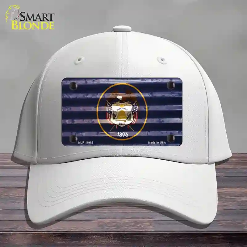HAT21-MLP-11985 Utah Corrugated Flag Novelty License Plate Hat, Cotton - White
