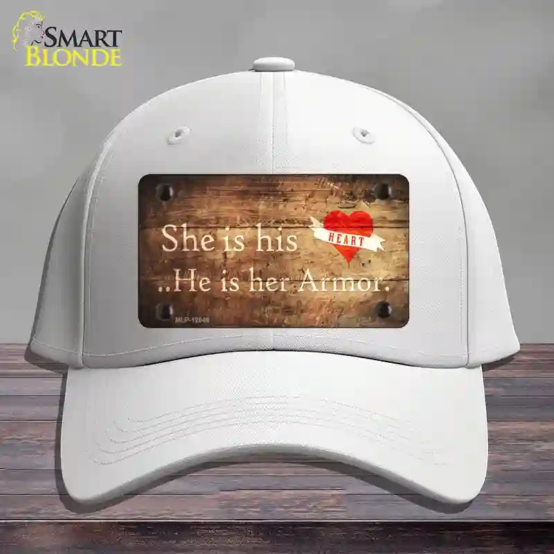 HAT21-MLP-12046 His Heart Her Armor Novelty License Plate Hat, Cotton - White